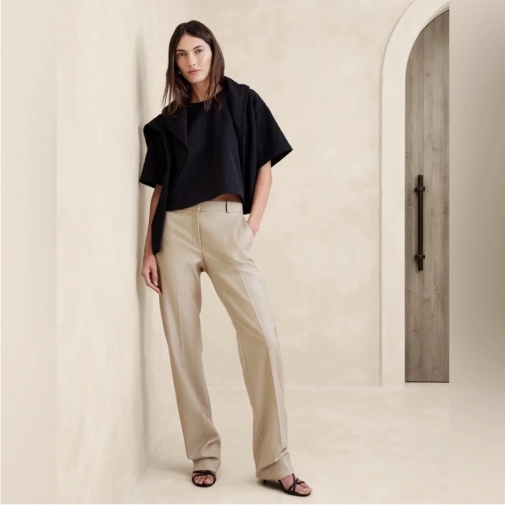 FINAL MARKDOWN NWT! Banana Republic Black Lido Straight Italian Wool Pant  💜 - Picture 4 of 13